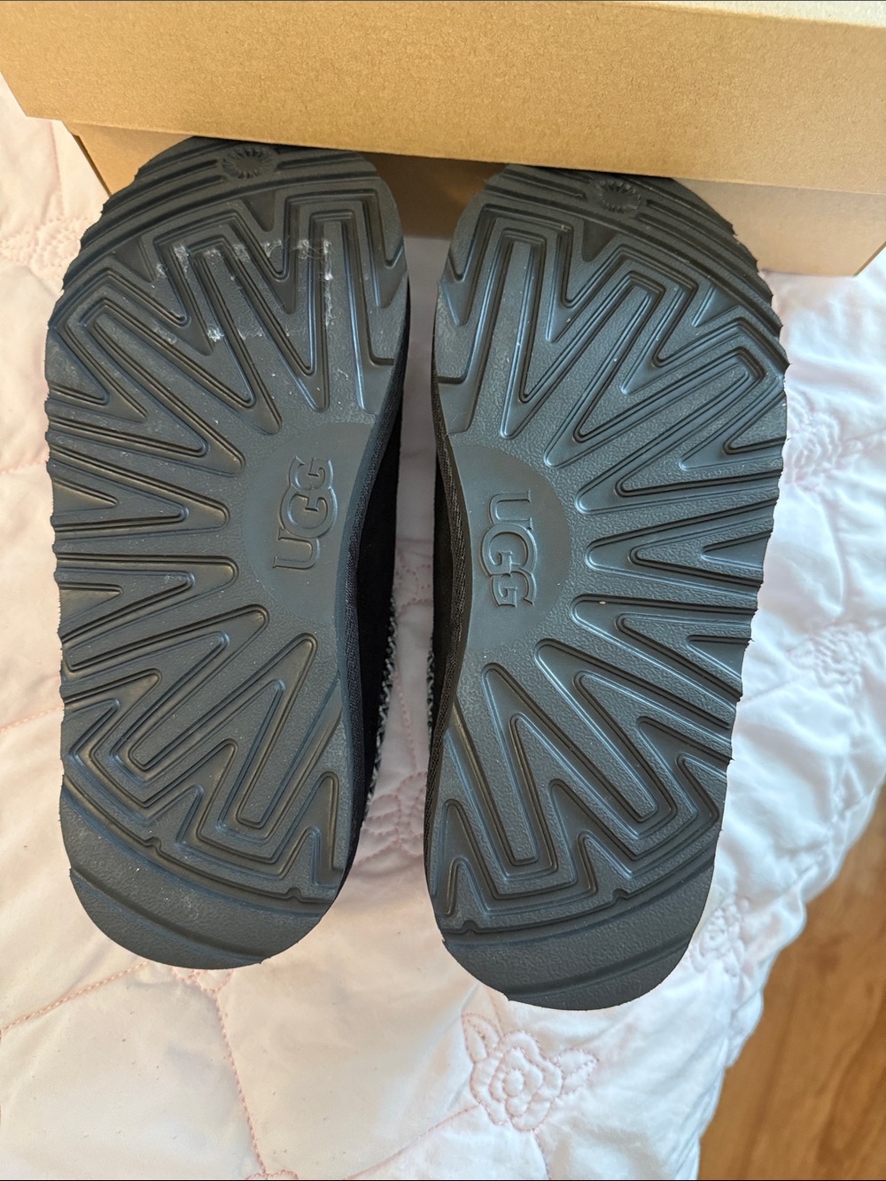 UGG Black Suede Slip-On Clog with Braided Trim. Comes in original box. - Picture 5 of 5